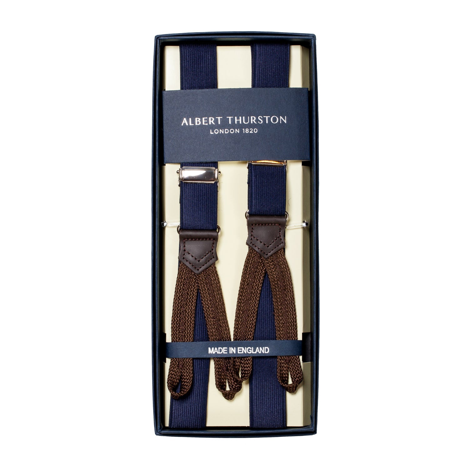 Dark Blue Elastic Button Suspenders "25mm"